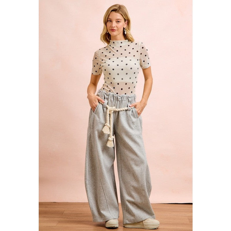 French Terry Gathered Waist Barrel Leg Sweatpants