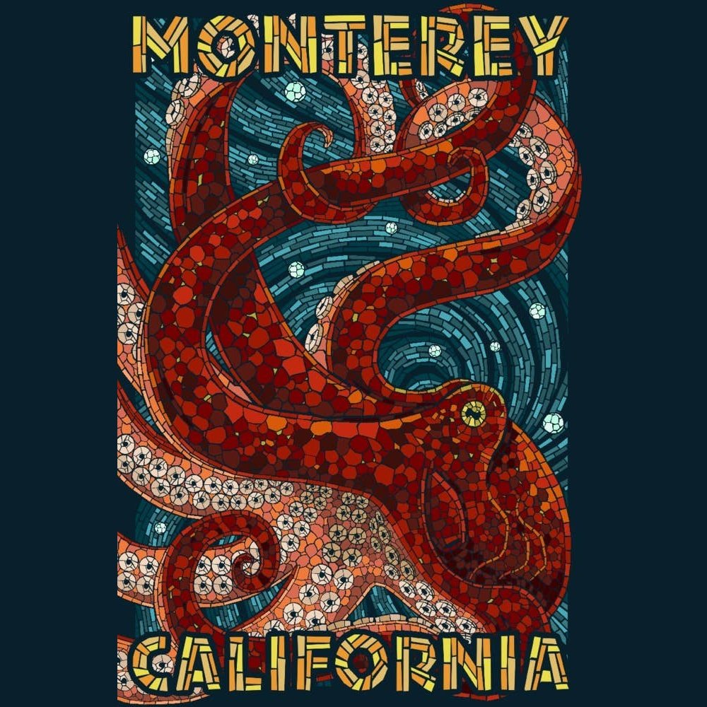 ORGANIC TOTE BAG Monterey, California, Octopus, Mosaic - The Feral Market