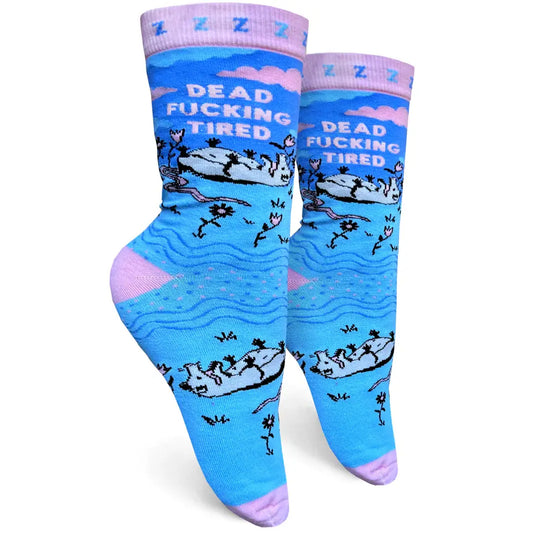 Dead Fucking Tired Womens Crew Socks