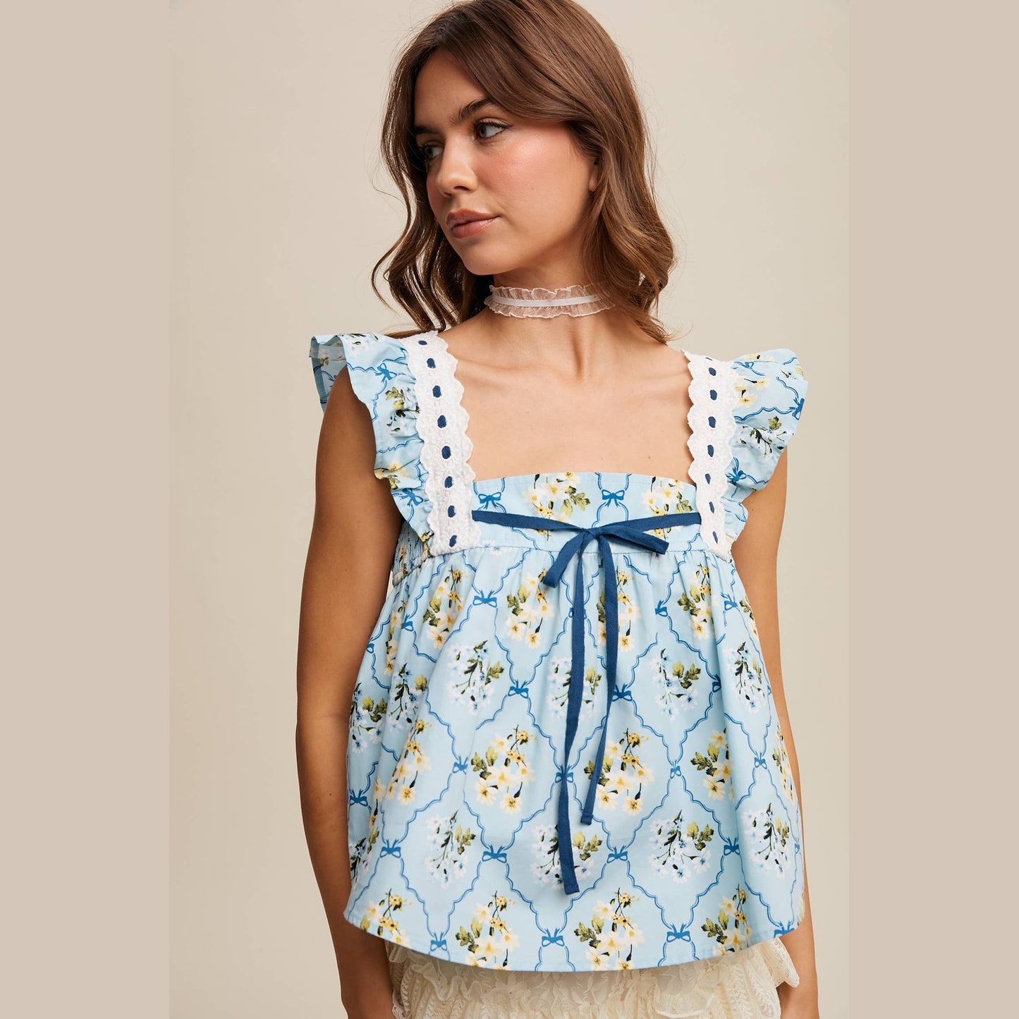 Floral Smocked Babydoll Top