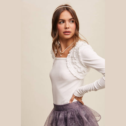Square Neck Ruffle Accent Top - The Feral Market