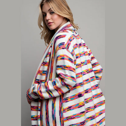 Lucy Rainbow Striped Fringe Cardigan