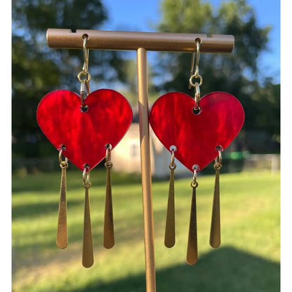 Acrylic Heart Drip Earrings