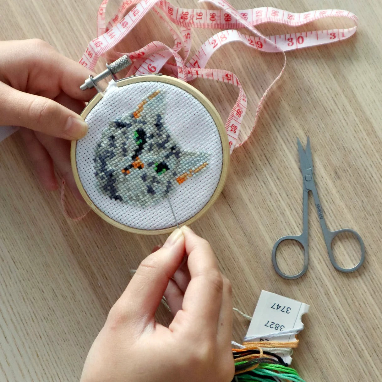 Mini Cross Stitch Embroidery Kit - Cat