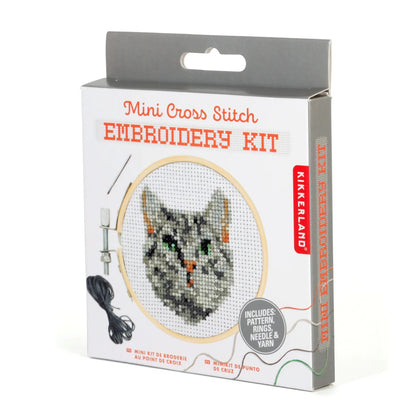 Mini Cross Stitch Embroidery Kit - Cat