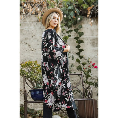 Floral Butterfly Sleeve Kimono