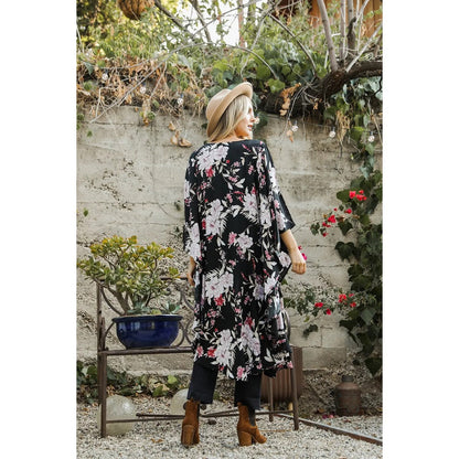 Floral Butterfly Sleeve Kimono