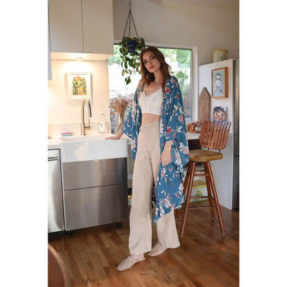 Floral Butterfly Sleeve Kimono