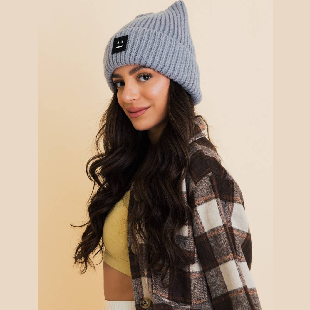 Chill Vibes Soft Ribbed Square Top Beanie