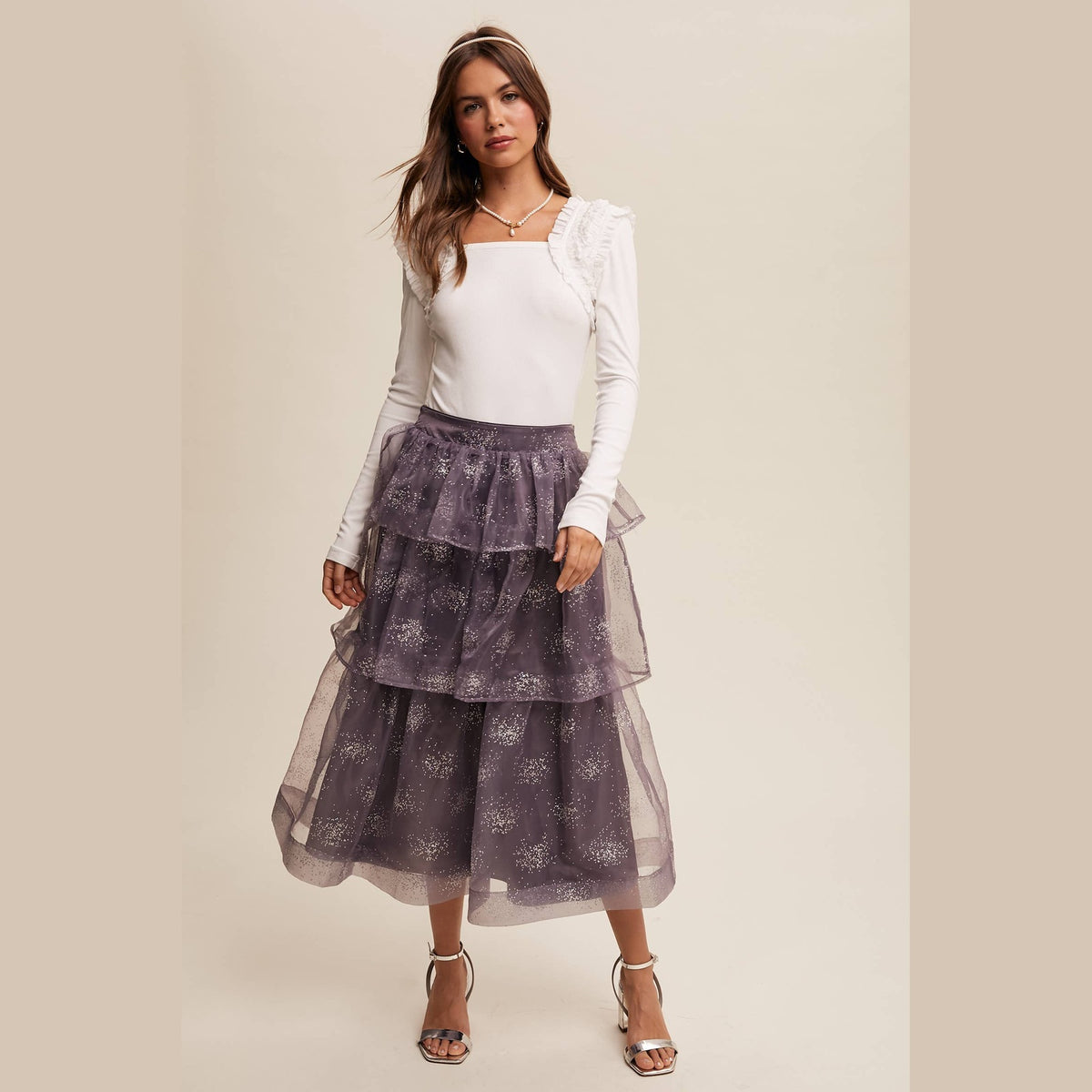 Square Neck Ruffle Accent Top - The Feral Market