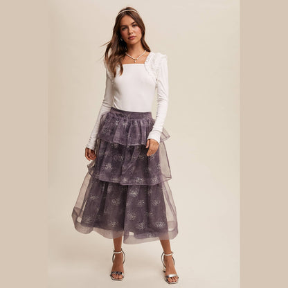 Square Neck Ruffle Accent Top - The Feral Market