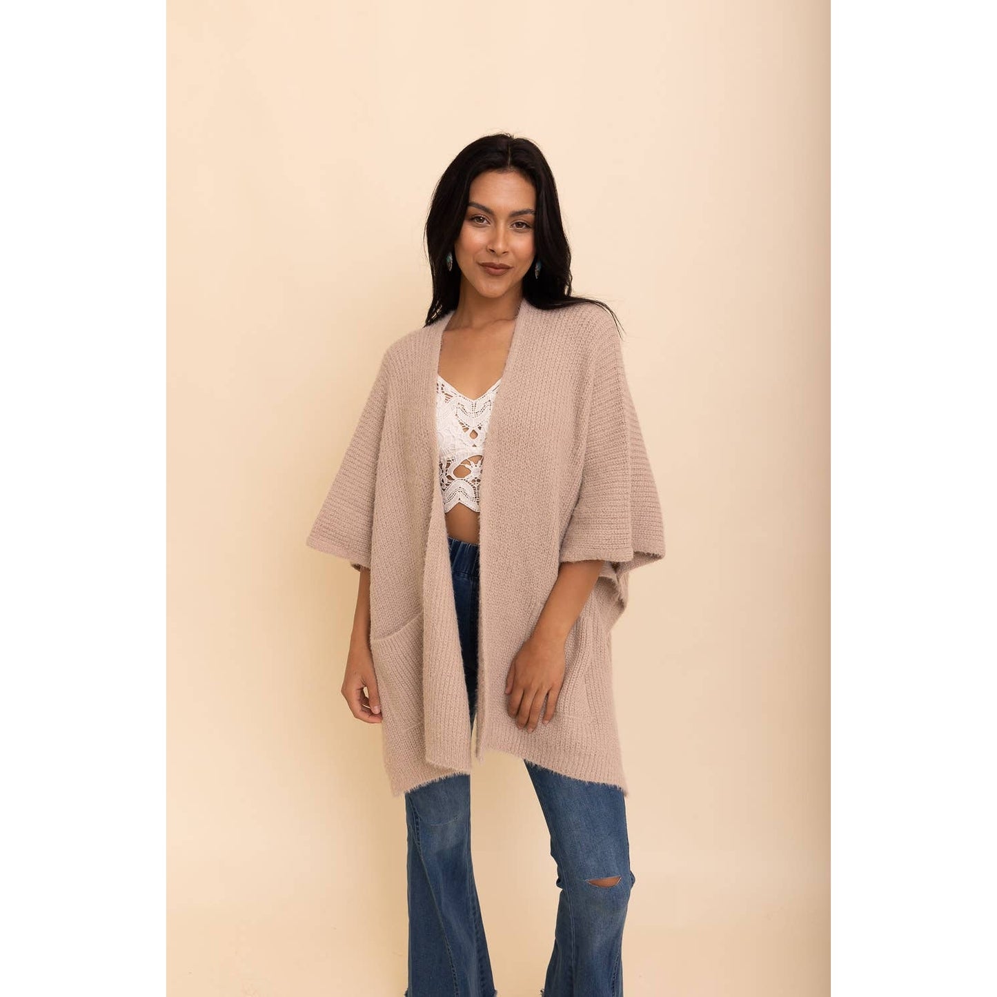 Chic Boucle Cozy Cardigan Poncho