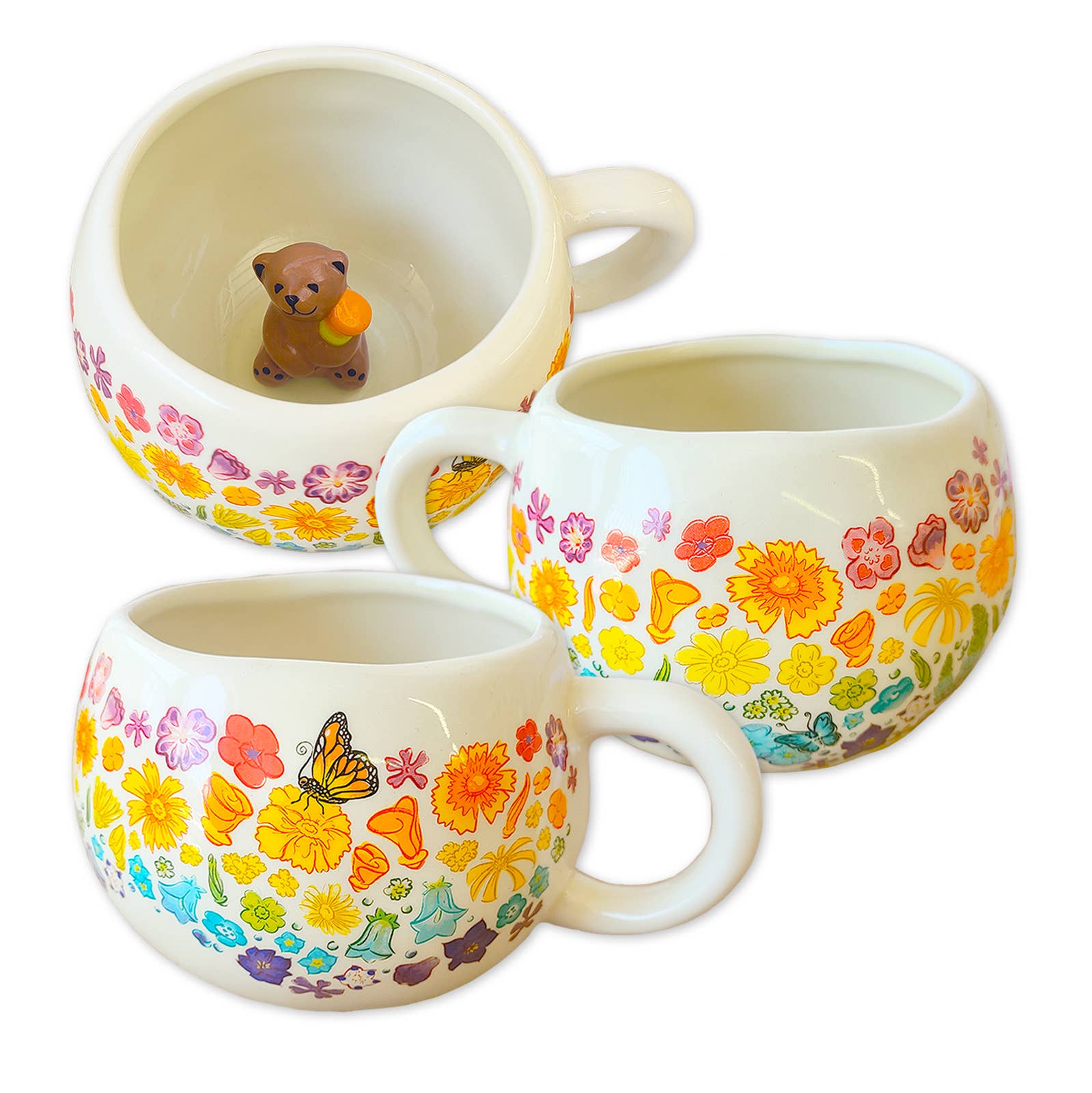 Rainbow Floral Mug with Bear Surprise - Thumbnail 2