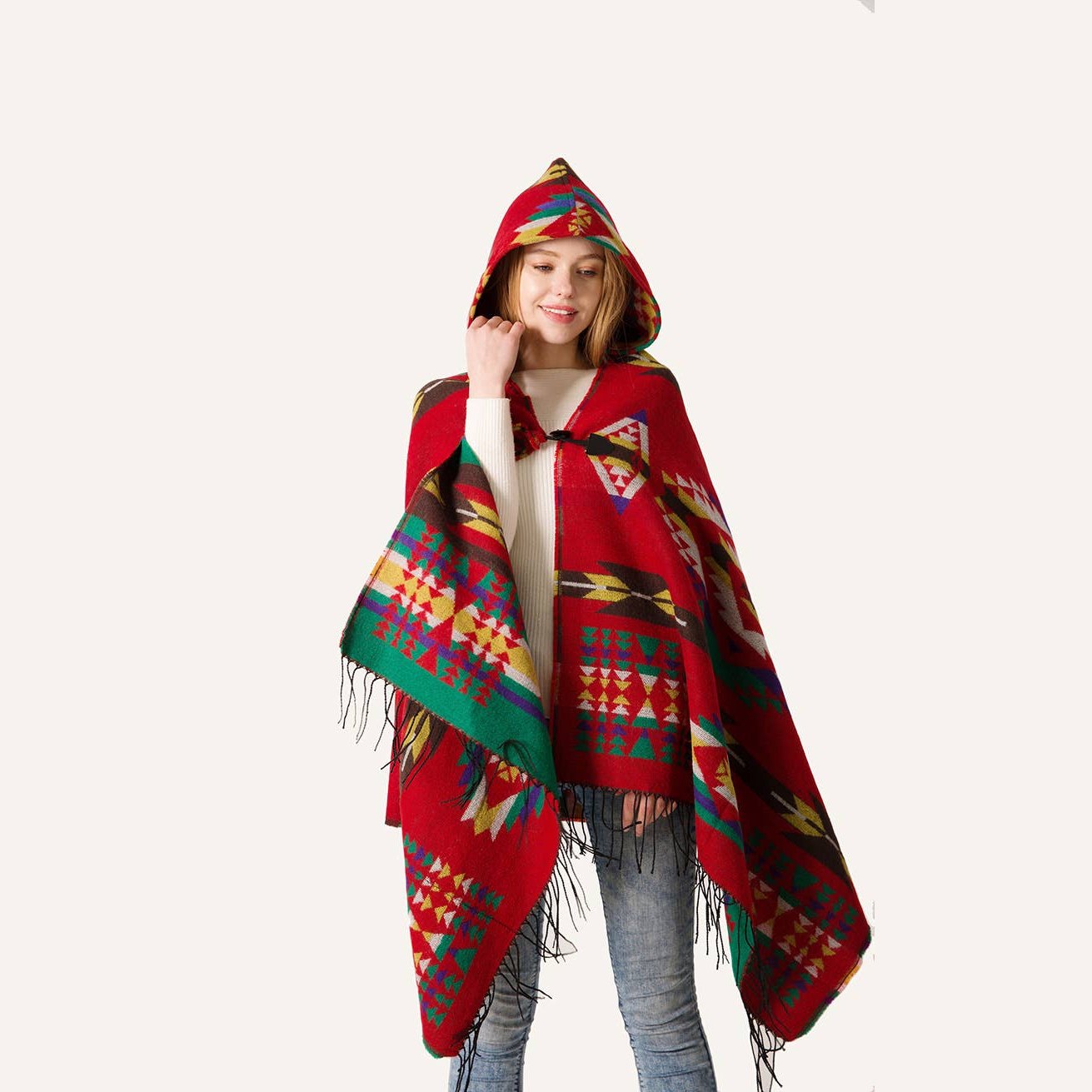 Aztec Print Hooded Wrap