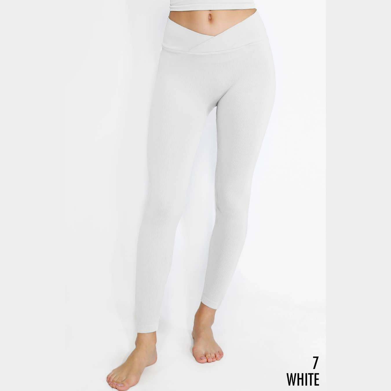 Ribbed Crossover Waistband Leggings