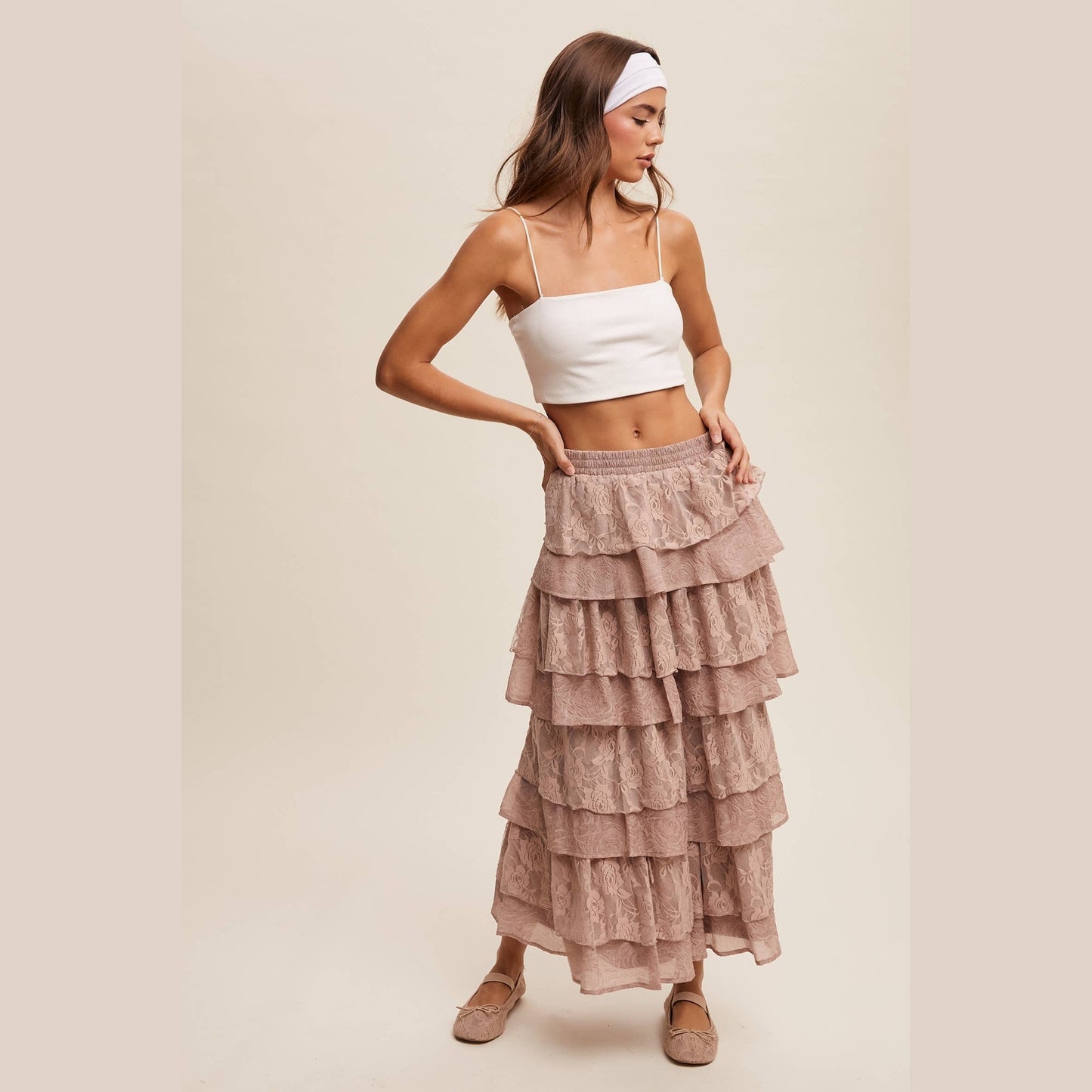 Lace Tiered Maxi Skirt