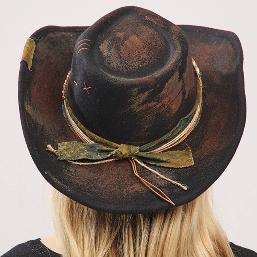 Vintage Versatile Shapeable Cowgirl & Fedora Hat With Distre - The Feral Market