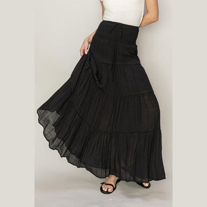 Bella Drawstring Tiered Flowy Skirt