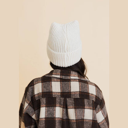 Chill Vibes Soft Ribbed Square Top Beanie