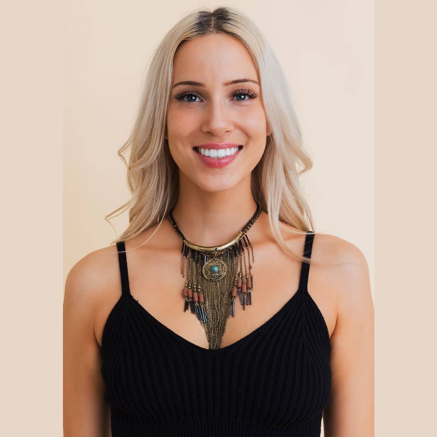 Antique Gold Turquoise Fringe Necklace - The Feral Market