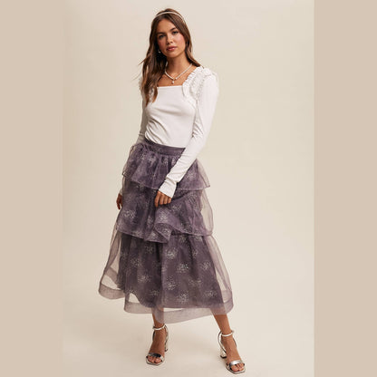 Square Neck Ruffle Accent Top - The Feral Market