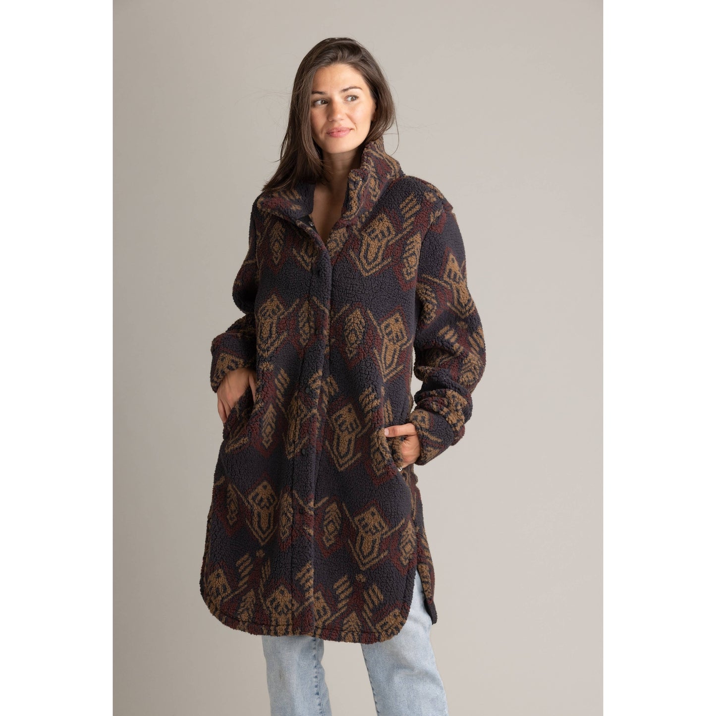 Women's Ainsley Long Sherpa Button Coat