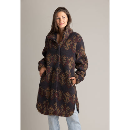 Women's Ainsley Long Sherpa Button Coat