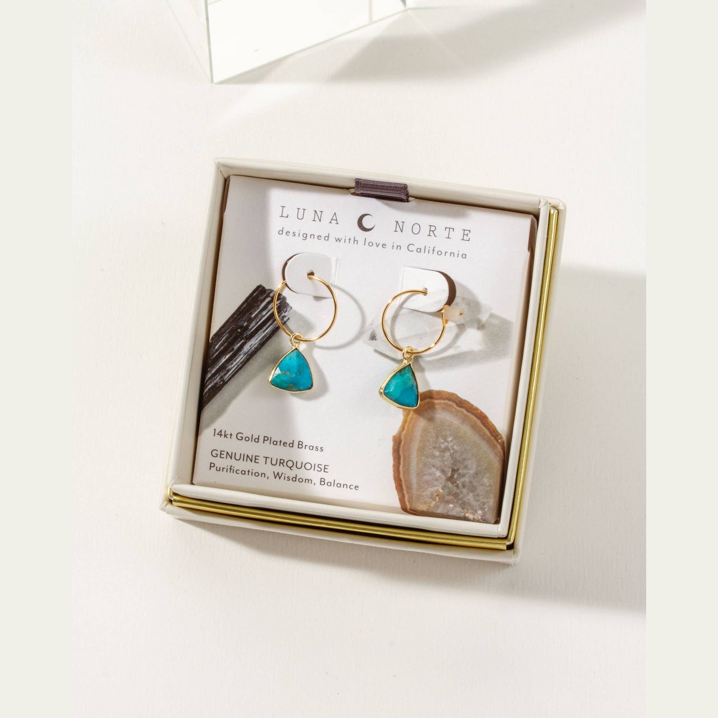 Bermuda Triangle Mini Hoop Earrings- Turquoise