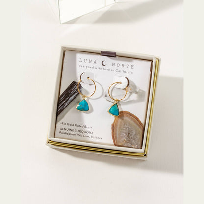 Bermuda Triangle Mini Hoop Earrings- Turquoise