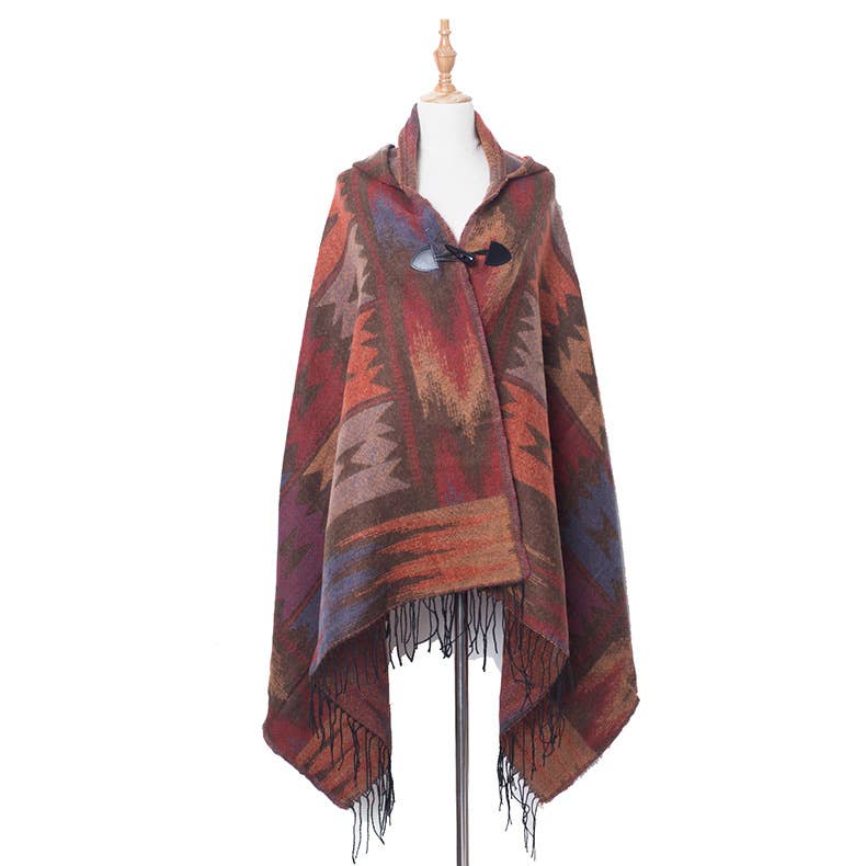 Aztec Print Hooded Wrap