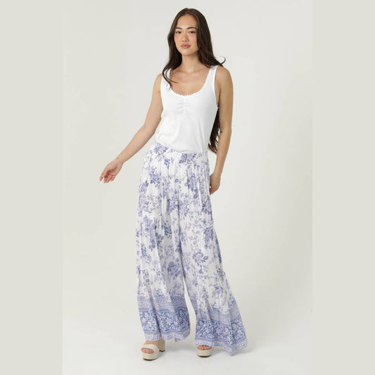 FLORAL PRINT WIDE LEG TIERED PANTS - The Feral Market