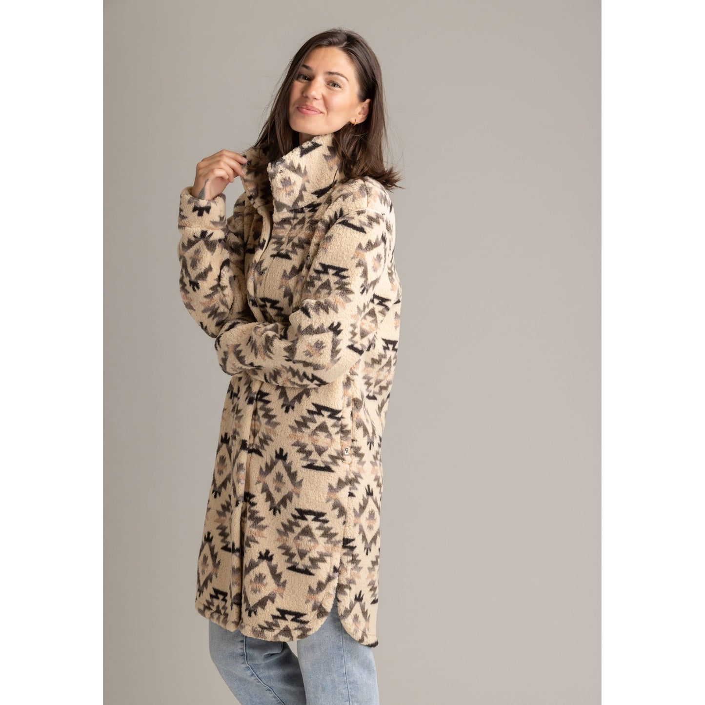 Women's Ainsley Long Sherpa Button Coat