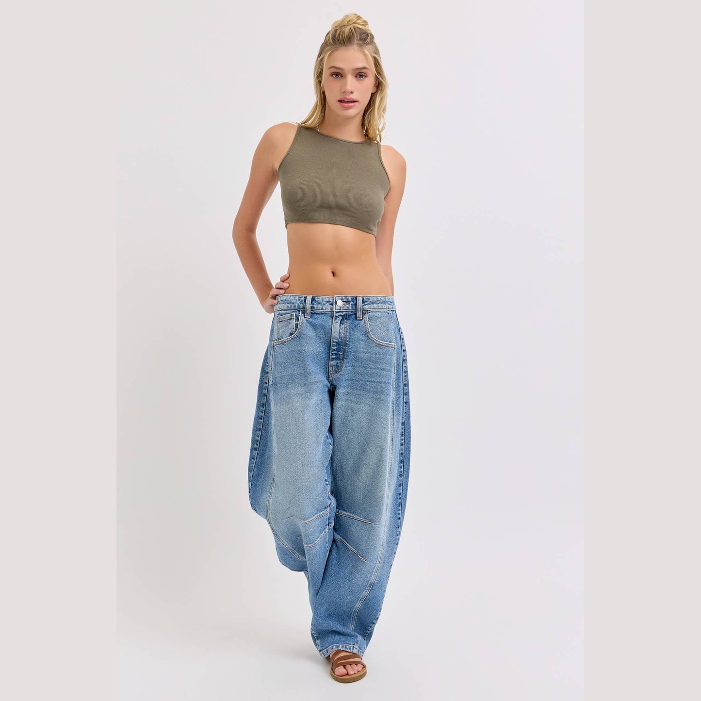 Barrel Leg Mid Waisted with Long Inseam