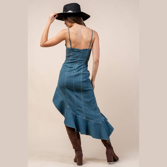 Denim Asymmetrical Dress - The Feral Market