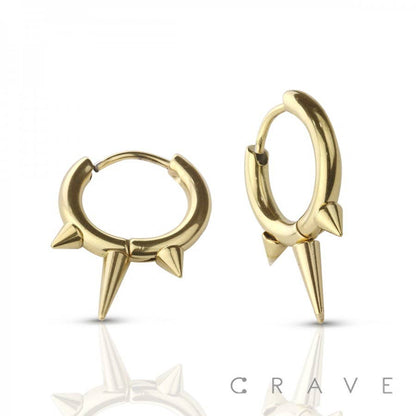STAINLESS STEEL HUGGIE/HOOP EARRINGS WITH SPIKES