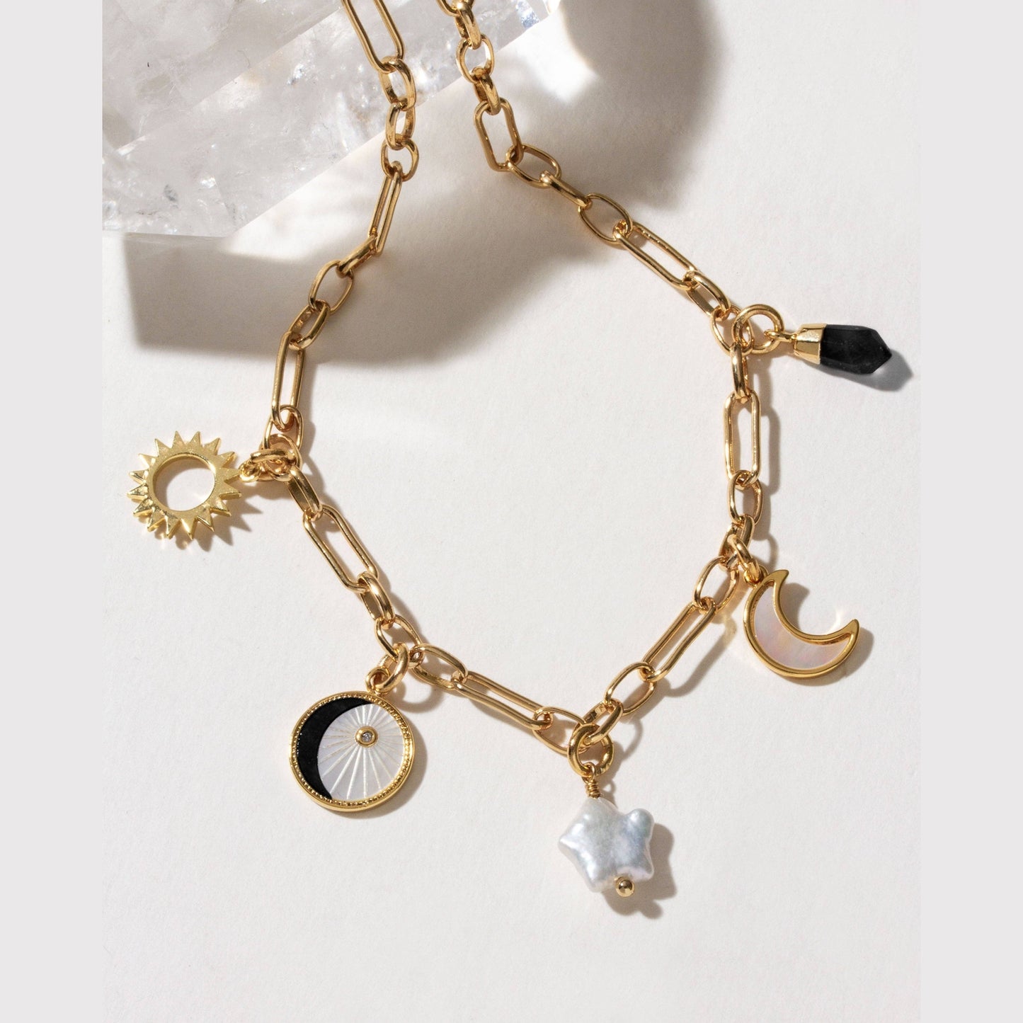Onyx & Moonlight Charm Necklace