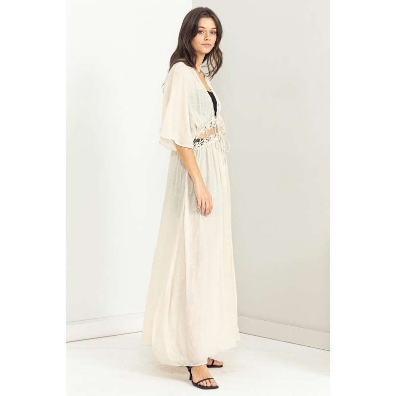 Lead Me On Tie-Front Lace Long Duster