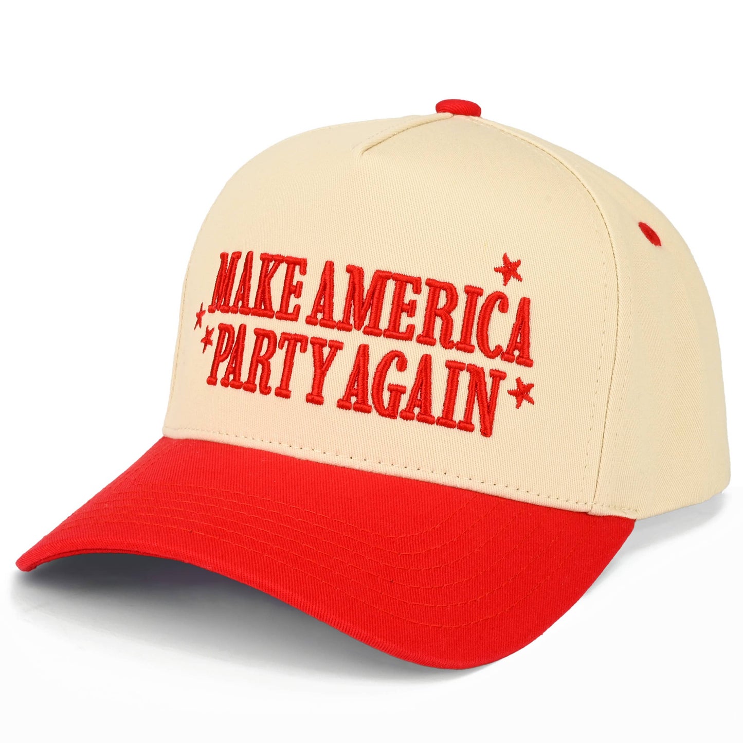 C.C MAKE AMERICA PARTY AGAIN Letter on Two Tone Trucker Hat