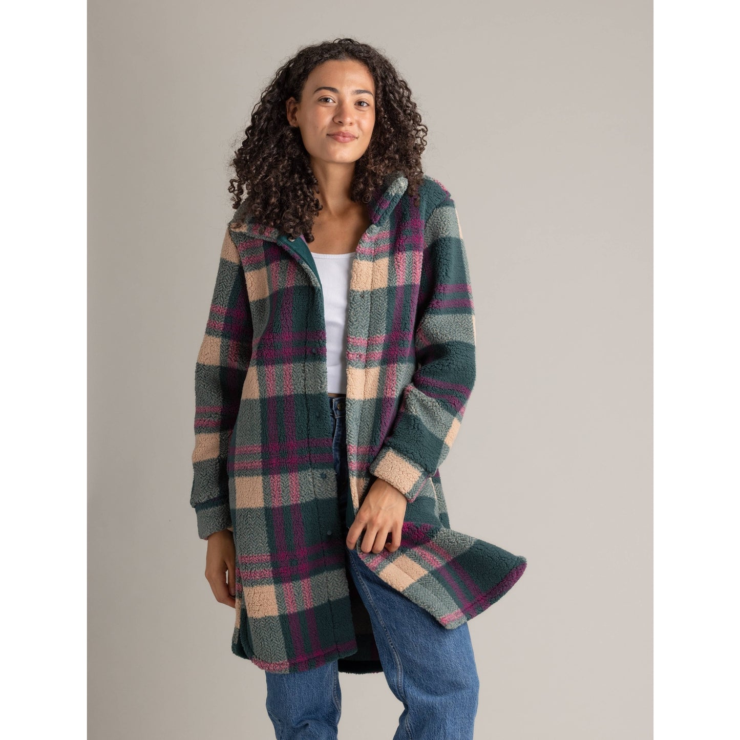 Women's Ainsley Long Sherpa Button Coat