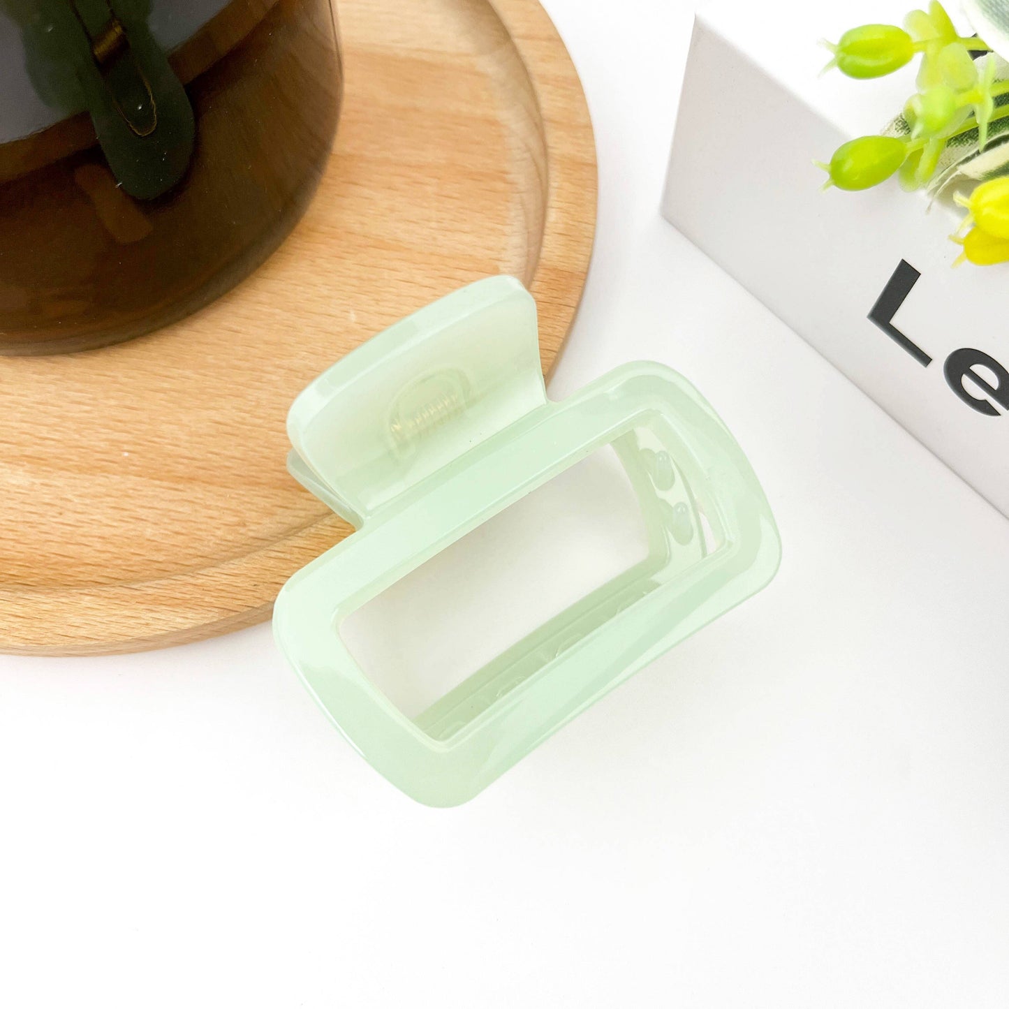 Square Thickened Hair Clip,Green Series Claw Clip