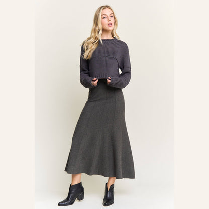 Vertical Seams Midi Skirt