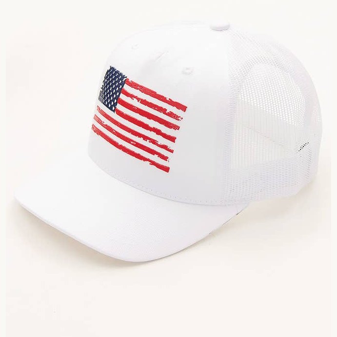 Flag Flat Uv Print Mesh Back American Flag Baseball Cap