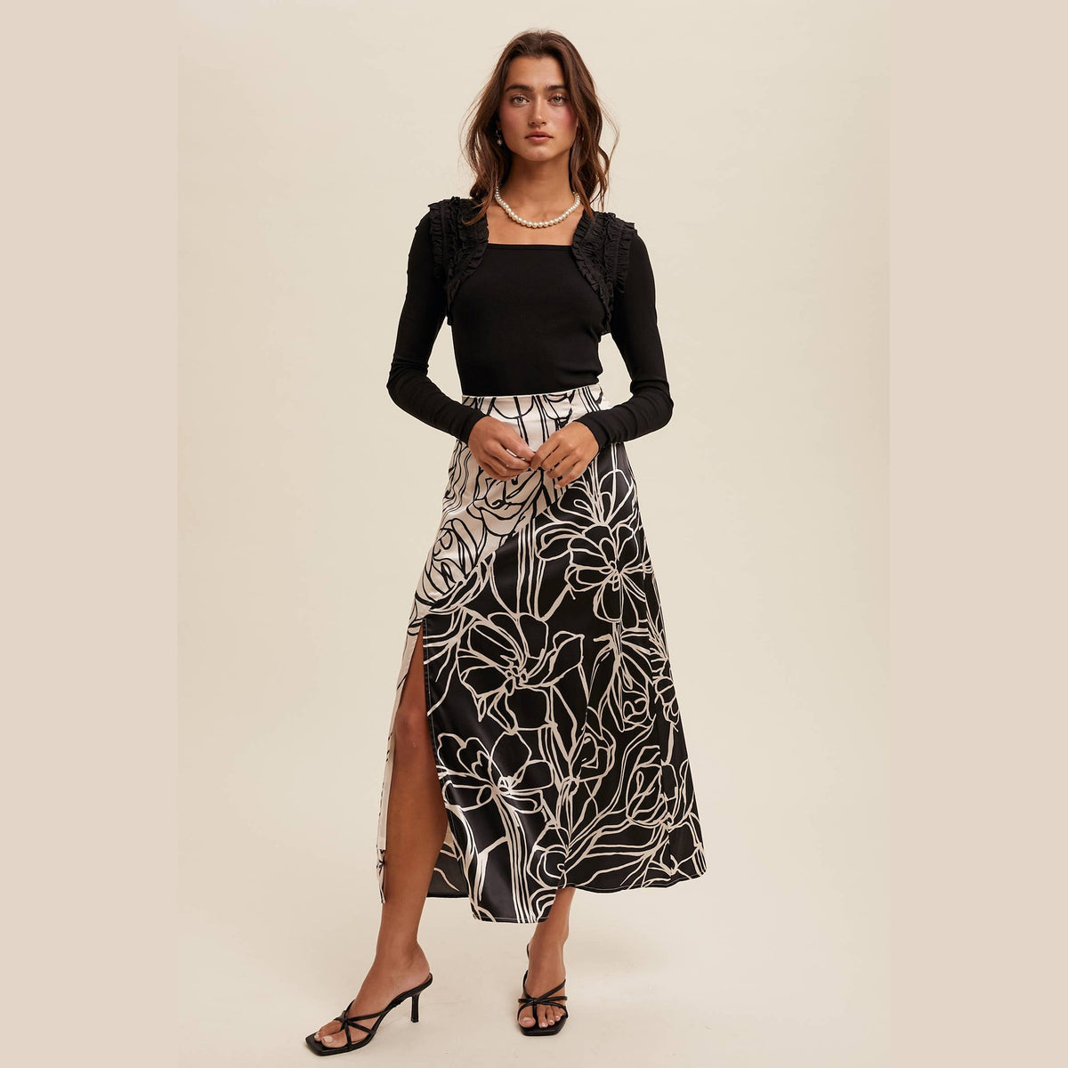 Square Neck Ruffle Accent Top - The Feral Market