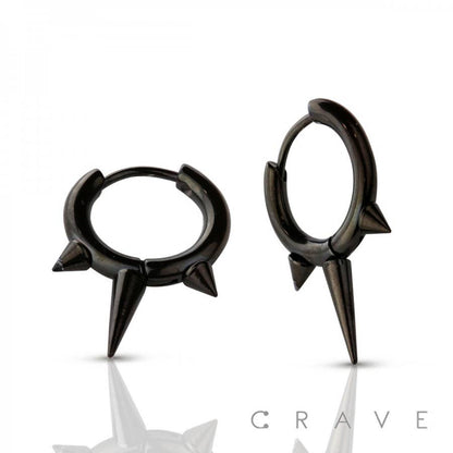 STAINLESS STEEL HUGGIE/HOOP EARRINGS WITH SPIKES