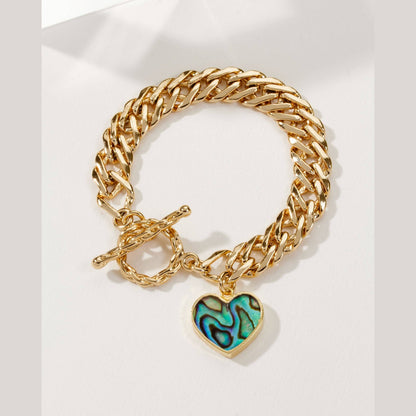 Heart of Gold Toggle Charm Bracelet - Abalone