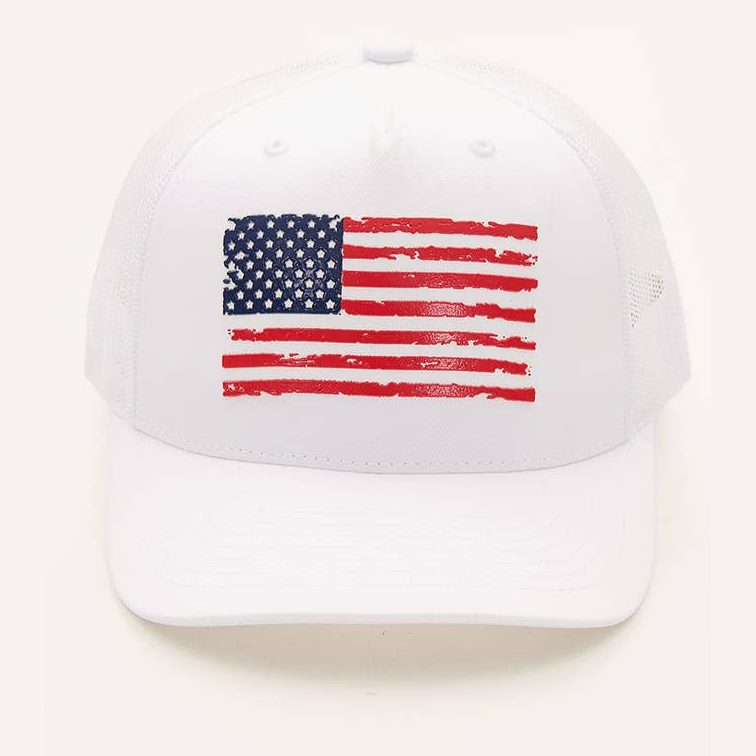 Flag Flat Uv Print Mesh Back American Flag Baseball Cap