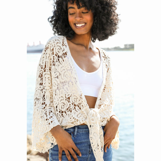 Crochet Floral Petal Kimono Wrap