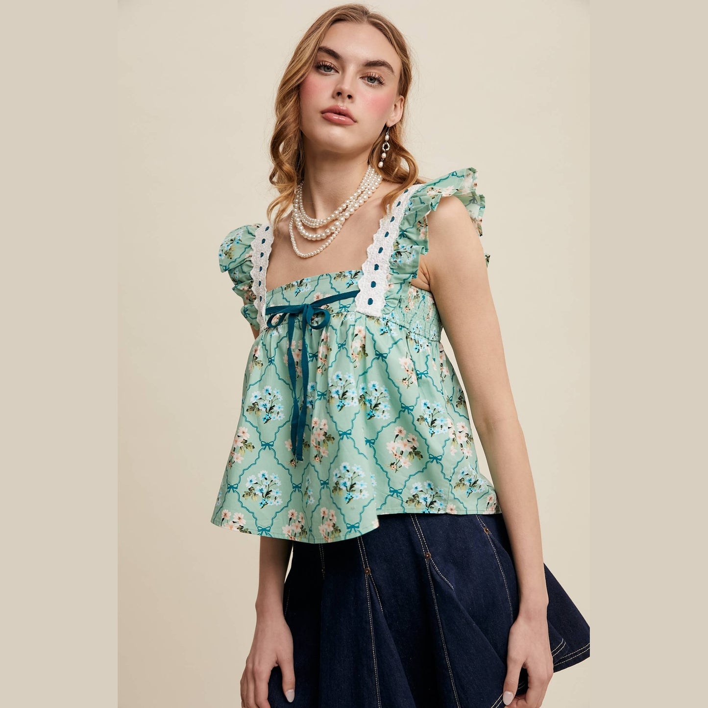 Floral Smocked Babydoll Top