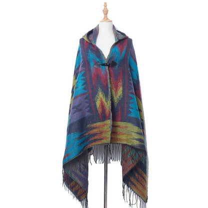 Aztec Print Hooded Wrap