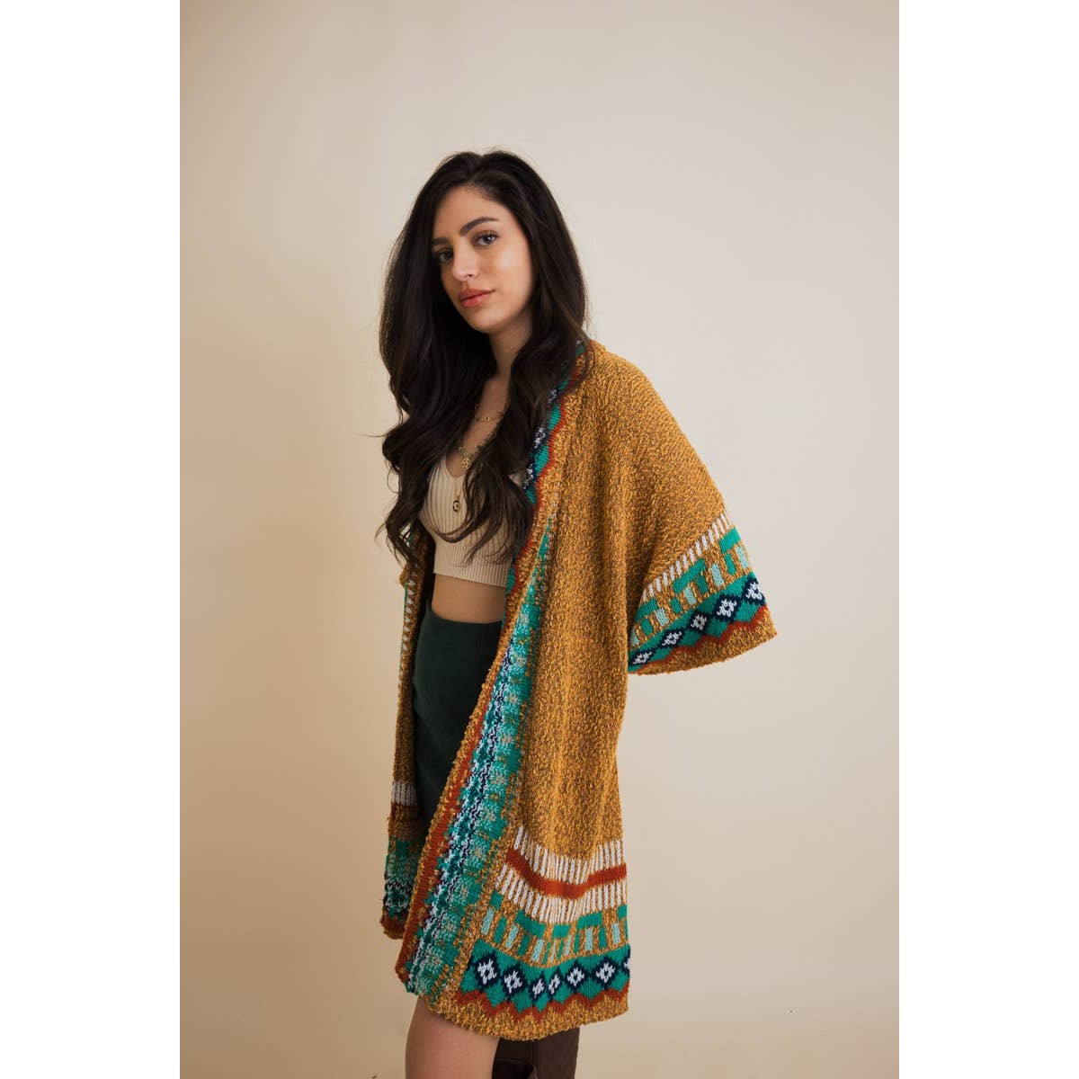 Southwestern Kachina Print Knit Cardigan